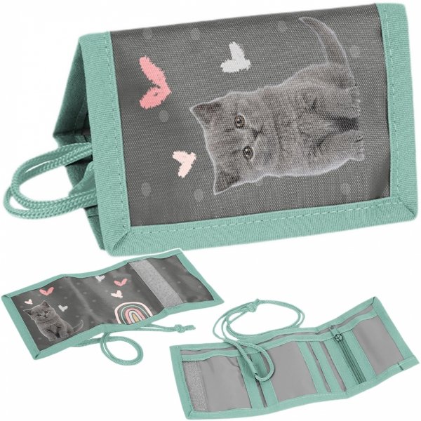 PORTFEL Z KOTKIEM SZKOLNY PASO PORTFELIK DLA DZIEWCZYNEK KOTEK CATS PASO