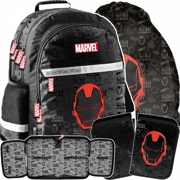 PLECAK IRON MAN SZKOLNY AVENGERS PODSTAWÓWKI DLA CHŁOPAKA ZESTAW 3w1 PASO