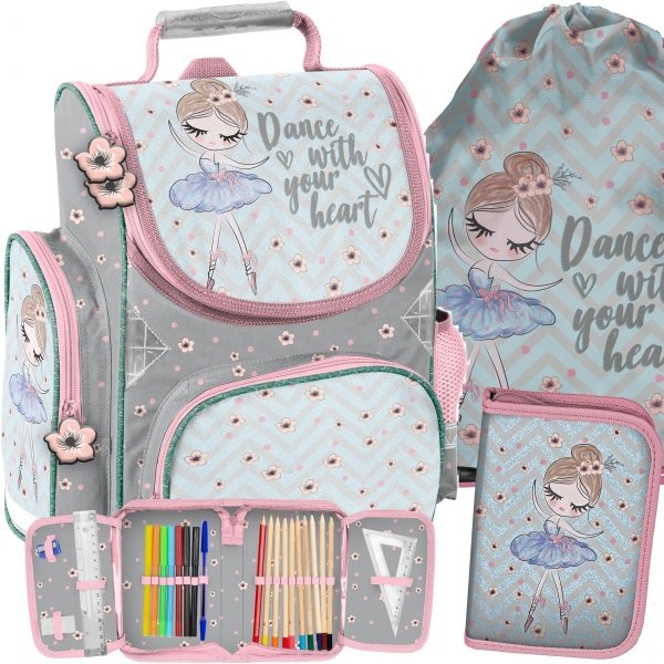Nowy Szkolny Tornister Tancerka Baletnica Komplet 3w1 [PP21BL-525]