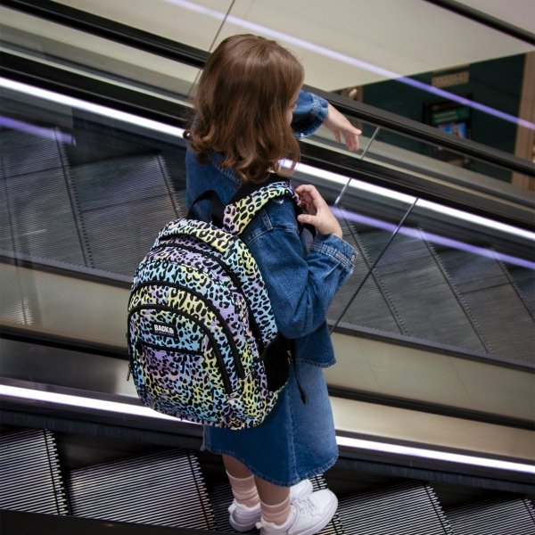 PLECAK MŁODZIEŻOWY BACKUP SZKOLNY TĘCZOWA PANTERKA KOMPLET 3 elem