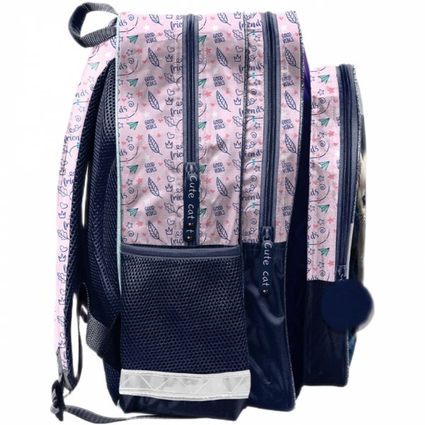 KOTEK PLECAK SZKOLNY Z KOTKIEM DLA DZIEWCZYNEK DO 1 KLASY PODSTAWÓWKI CATS