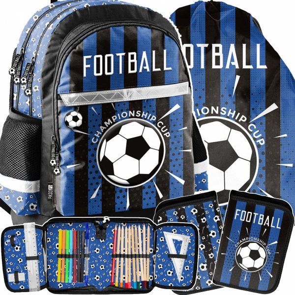 FOOTBALL PLECAK SZKOLNY PIŁKA NOŻNA KOMPLET 3w1 PODSTAWÓWKI DLA CHŁOPAKA
