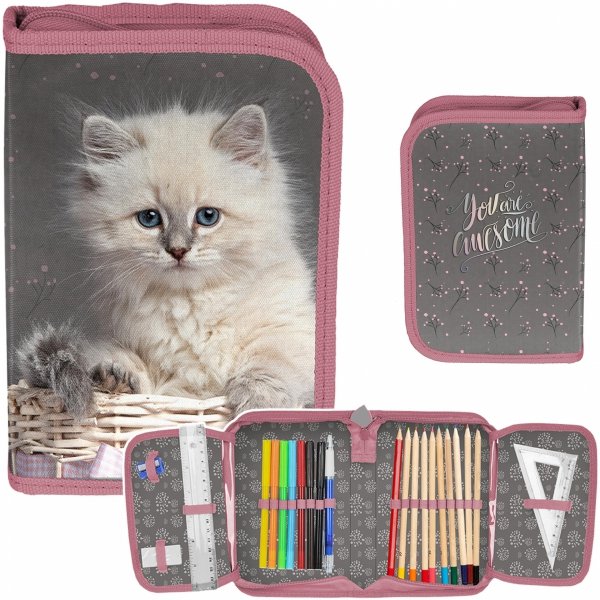 Kotek Piórnik Szkolny Dziecięcy z Wyposażeniem dla Uczennic Podstawówki