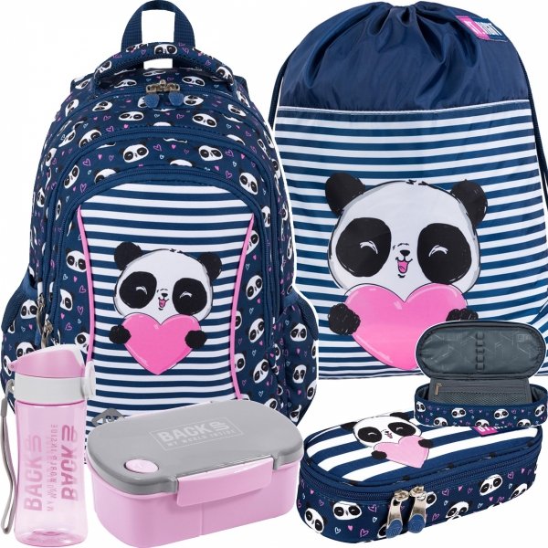 Plecak dla Uczennicy St.Right Majewski Panda zestaw 5w1 [BP26]