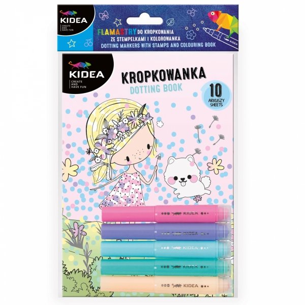 Flamastry do Malowania Kropkami ze Stempelkami i Kolorowanka Wróżki Kidea Zestaw [ZFMKSKWKA]