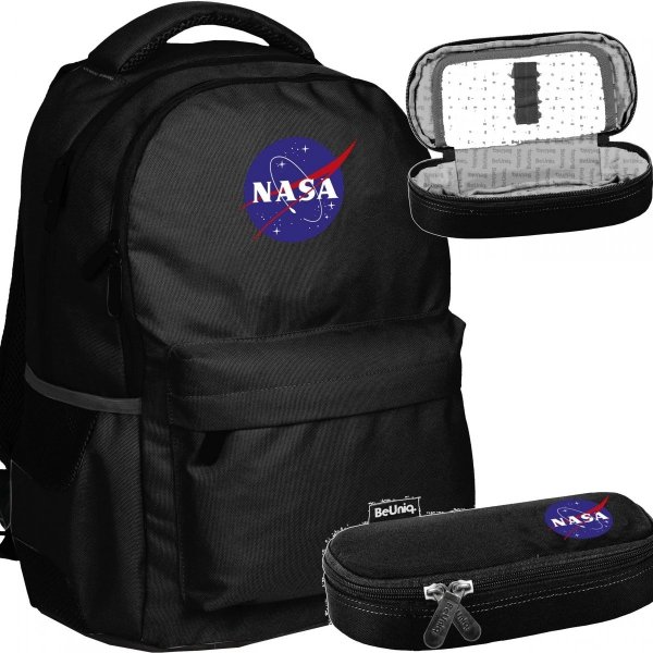Nasa Czarny Plecak Młodzieżowy BeUniq Szkolny dla Chłopaka [NASA21-2705]