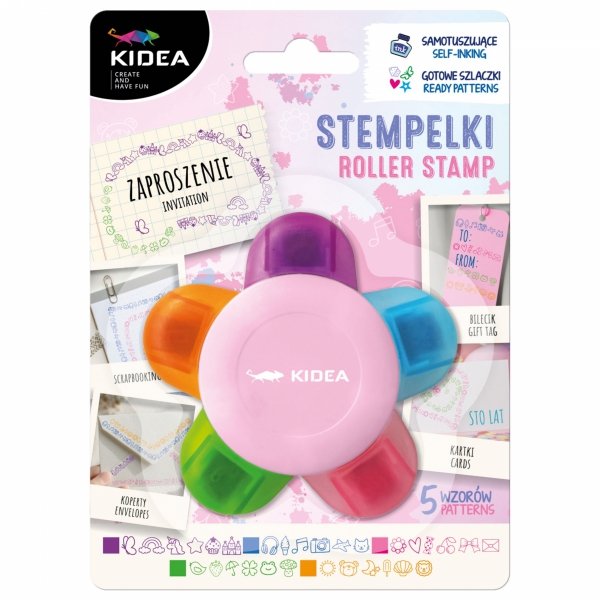 STEMPELKI SAMOTUSZUJĄCY ROLLER DEKORACYJNY 5 WZORÓW KWIATEK KIDEA