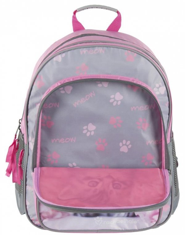 Plecak Szkolny Kot Kotek dla Dziewczynki Różowy Zestaw [RAM-090]