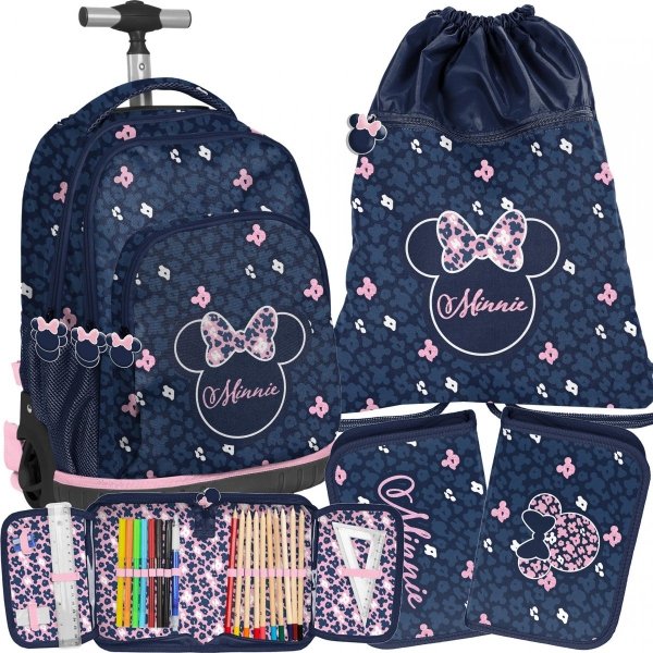 Plecak Szkolny na Kołach Myszka Minnie Komplet 3w1 Paso [DM23MM-671]