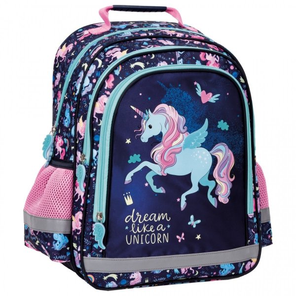 PLECAK JEDNOROŻEC SZKOLNY DO 1 KLASY ZESTAW 5el DZIEWCZĘCY UNICORN DERFORM