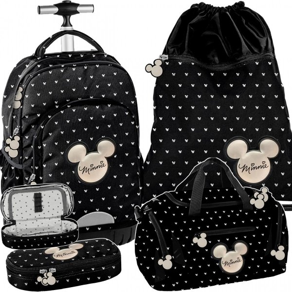 Komplet Duży Plecak na Kółkach Myszka Mini Minnie Młodzieżowy [DIBL-1231]