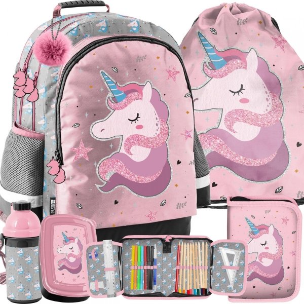 Komplet 5w1 Jednorożec Plecak Szkolny dla Dziewczynki Unicorn [PP22JE-116]