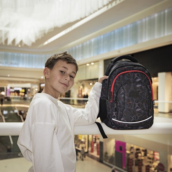 PLECAK BACKUP SZKOLNY MŁODZIEŻOWY ZESTAW 5w1 DLA CHŁOPAKA 4 kom. TECHNO RED