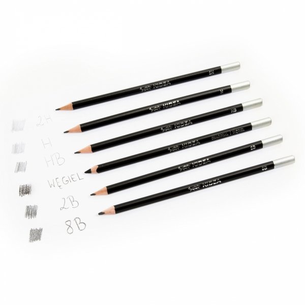 Ołówek z węglem 6 szt Kidea Artystyczny Zestaw do Rysowania [ZOW6KA]