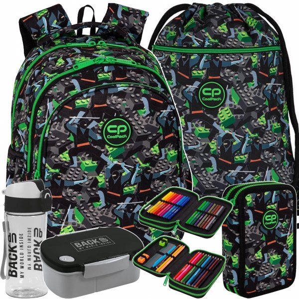 KOLCKI CP PLECAK COOLPACK SZKOLNY ZESTAW 5w1 DLA CHŁOPAKA THE BLOCK 