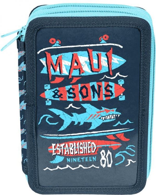 Piórnik Maui&amp;Sons Szkolny Dwukomorowy dla Chłopaka [MAUL-022BW]