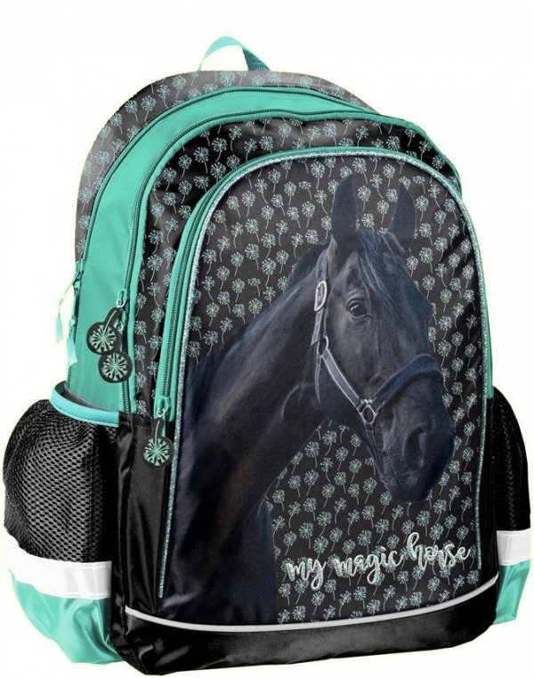 Plecak Szkolny Czarny Koń dla Dziewczyny Konie Komplet [PP19KN-081]