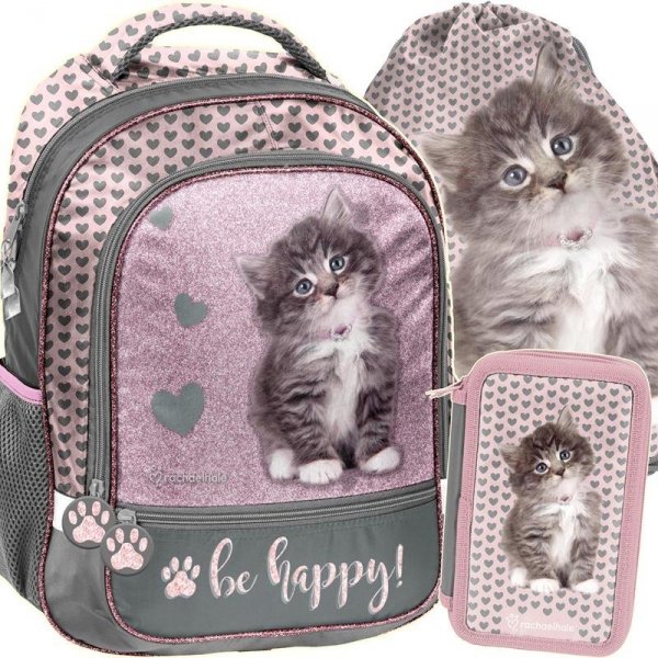 Plecak Dziewczęcy do Szkoły Kot Kotek Brązowy [RLD-260]