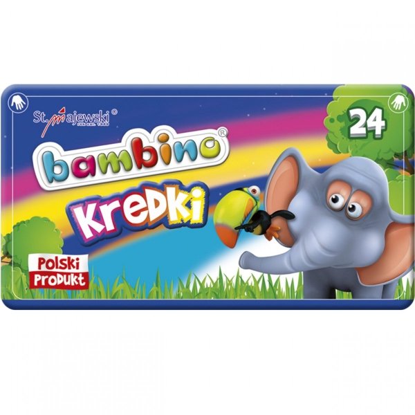 Prawdziwe Kredki Bambino Świecowe w Metalowym Pudełku 24 Kolorów St.Majewski [0195]
