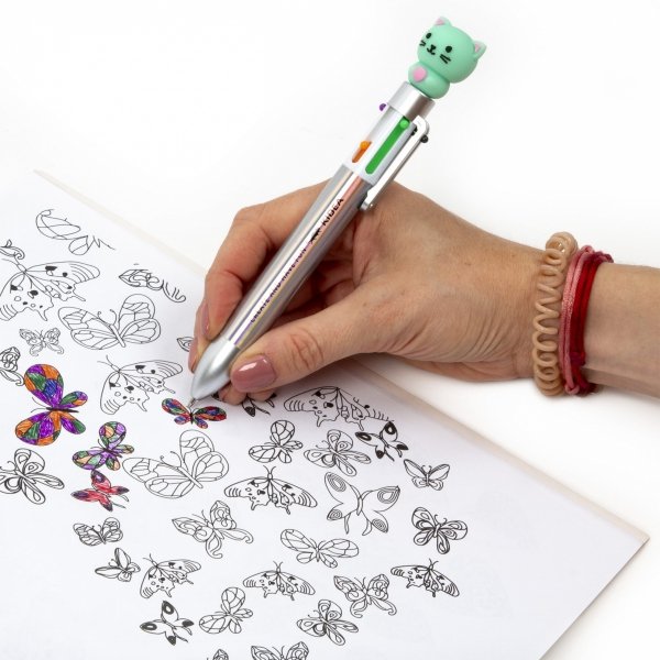 Długopis Kotek Wielokolorowy 6 Kolorów Kidea Automatyczny z Figurką [DFA6KA]