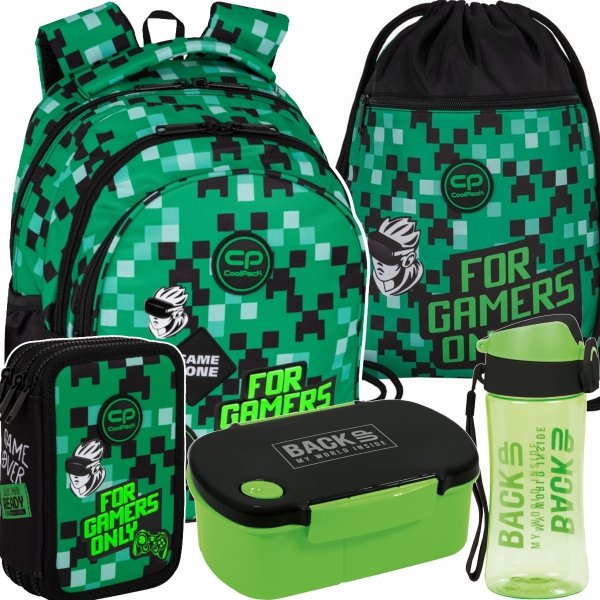PLECAK COOLPACK CP ZESTAW 5w1 SZKOLNY PIKSELE GAMER GAMING DLA CHŁOPAKA