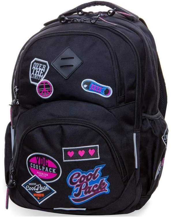 CP CoolPack Plecak Czarny z Naszywkami [B19056]