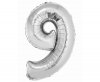 Balon foliowy Smart, Cyfra 9, srebrna, 76 cm