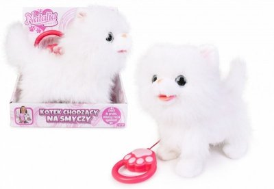 Artyk Maskotka interaktywna Kot chodzący na smyczy biały