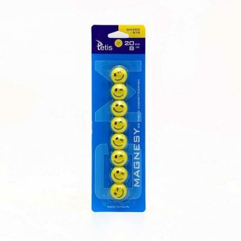 Magnesy do tablic 20mm/8 szt żółty uśmiech TETIS