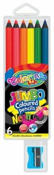 Kredki 6kol JUMBO neon w etui COLORINO 34654