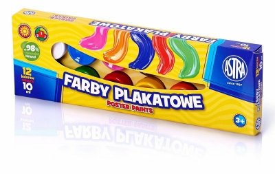 Farby plakatowe 12kol 10ml ASTRA
