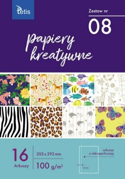 Papiery kreatywne A4 205x292mm 16 arkuszy zestaw nr 08 KB030-08