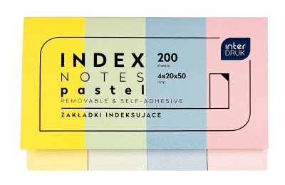 Zakładki indeksujące Pastel 200 4x20x50 INTERDRUK