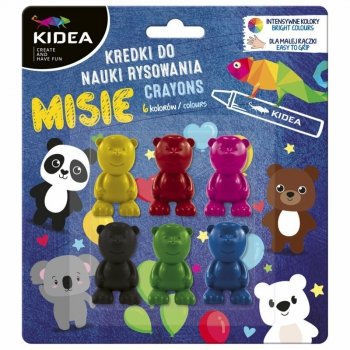 Kredki Misie do nauki rysowania 6 kolorów Kidea