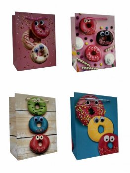 Torebka ozdobna prezentowa Donuty 303A 30x41,5x14cm mix cena za 1 szt