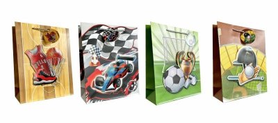 Torebka ozdobna prezentowa 4wz 18x23x10cm JP 623C chopięca sport mix cena za 1 szt