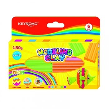 Plastelina KEYROAD 6 kolorów neon x 30g