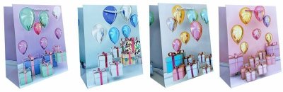 Torebka ozdobna prezentowa Balony, prezenty JP-A937B 26x32x10cm mix cena za 1 szt