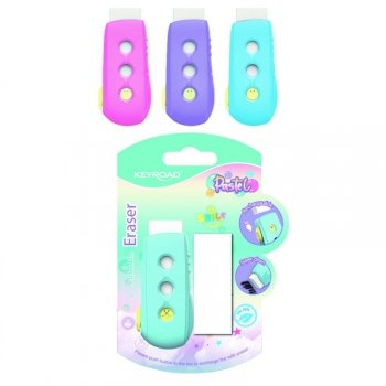 Gumka do ścierania KEYROAD pastel, 1 dodatkowy wkład, suwak, blister KR972415 mix cena za 1 szt