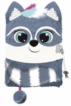 Pamiętnik z kłódką 3D włochacz A5 96k linia RACOON Szop pracz
