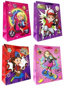 Torebka ozdobna prezentowa 26x32x10,5cm 1011B mix cena za 1szt