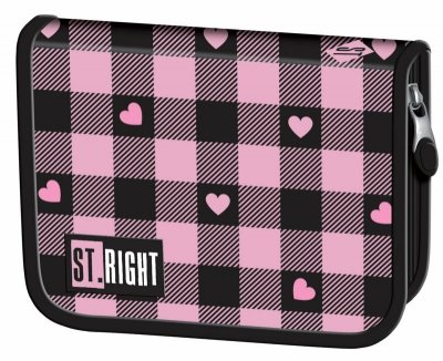 Piórnik dwuklapkowy bez wyposażenia PC-03 ST.RIGHT Pink Checkered