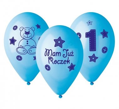 Balony Premium Moje 1 urodziny (niebieski), 12 / 5 szt