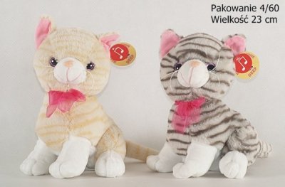 Maskotka Kot pręgowany siedzący 23cm z dźwiękiem 03538 DEEF mix cena za 1 szt