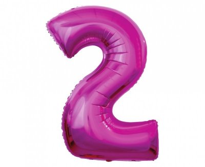 Balon foliowy Cyfra 2, różowa, 92 cm