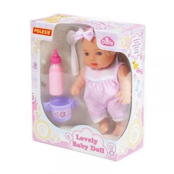 Polesie 78285 Lalka Świetny bobas 24cm + zestaw do karmienia 3 elementy, pudełko