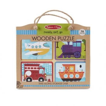 MELISSA Drewniane puzzle 4 obrazki Pojazdy 41361