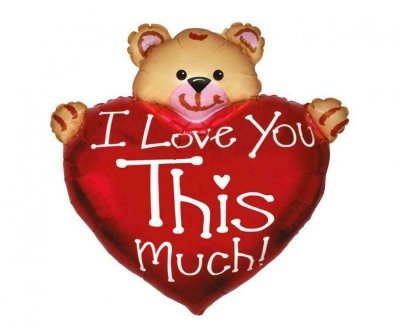 Balon foliowy Flexmetal miś z sercem I Love You This Much! / 95 cm (38) B901715