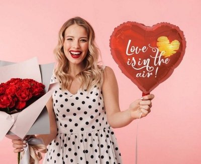 Balon foliowy samozamykający Love Is In The Air / 37 cm (18) FG-SLIA