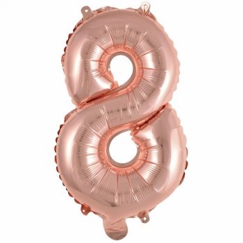 Balon foliowy mini cyfra 8 różowe złoto 29x40cm 9909696